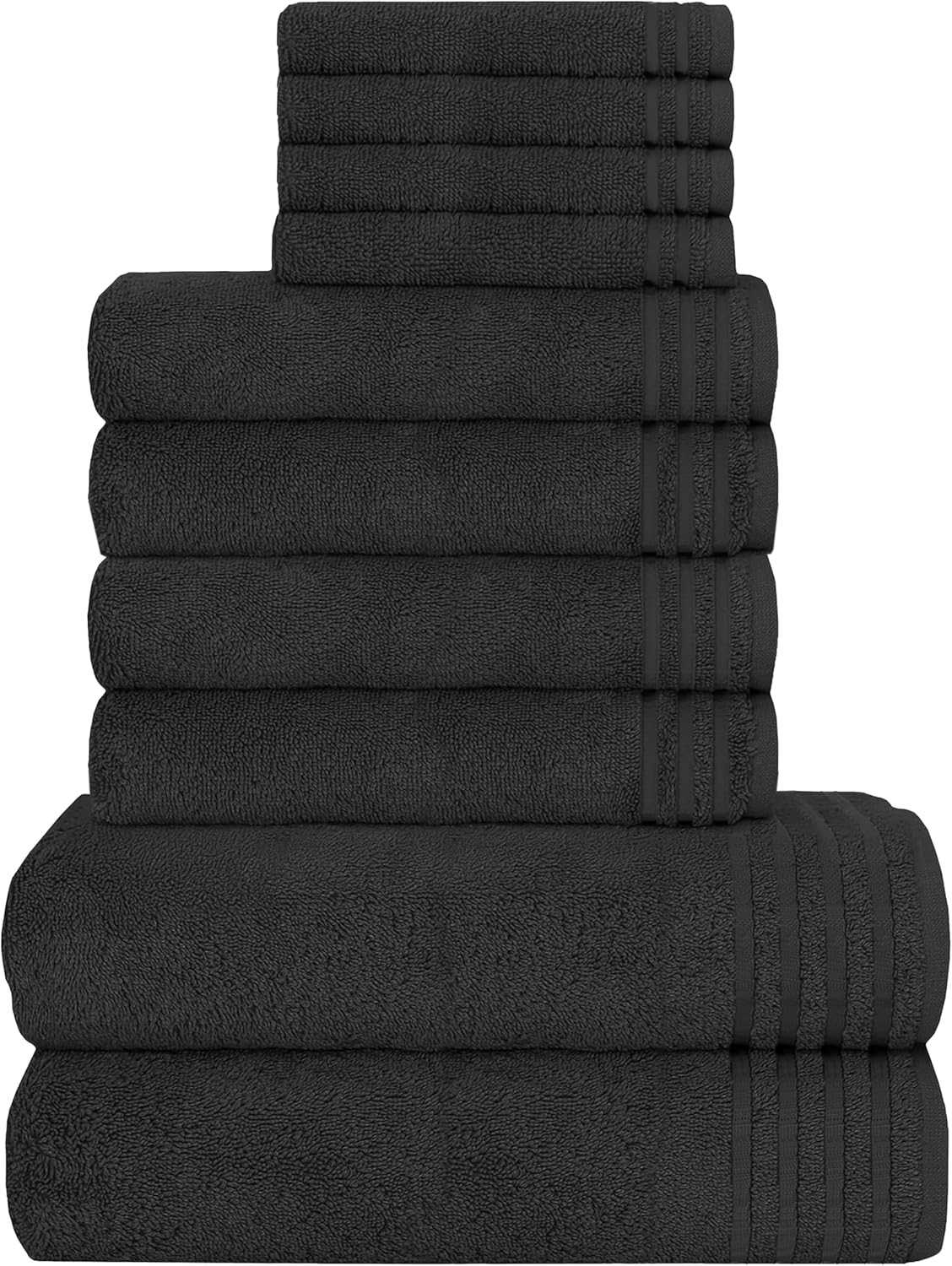 OLIVIA ROCCO Monaco 10 Piece Luxury Egyptian Cotton Towel Set 500 GSM With 4 Face Towels 4 Hand Towels 2 Bath Towels For Bathroom