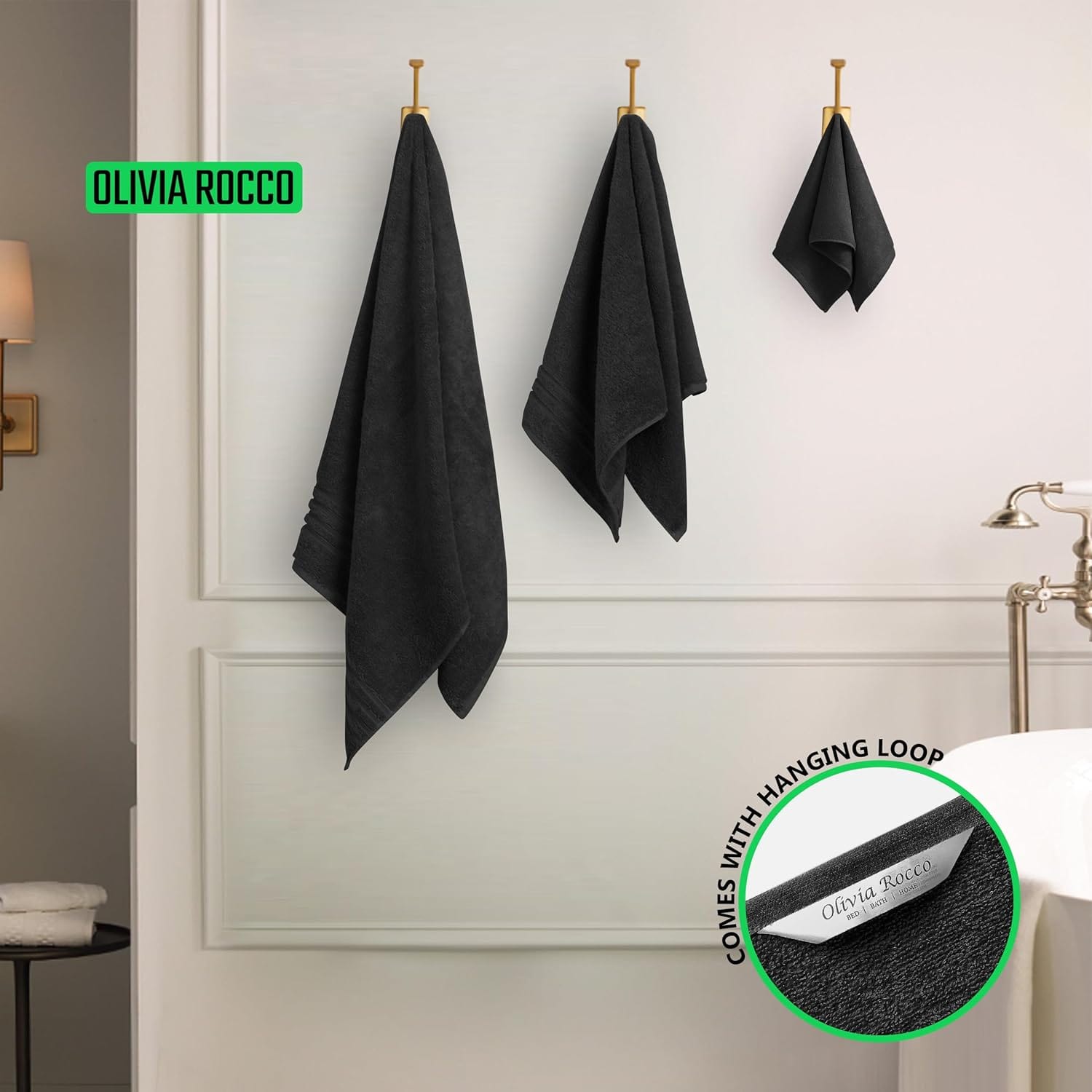 OLIVIA ROCCO Monaco 10 Piece Luxury Egyptian Cotton Towel Set 500 GSM With 4 Face Towels 4 Hand Towels 2 Bath Towels For Bathroom