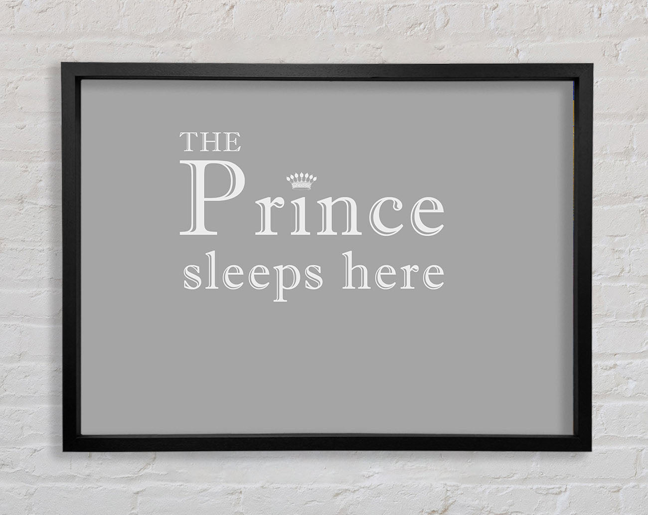 Boys room Quote The Prince Sleeps Here Grey White Framed Wall Art