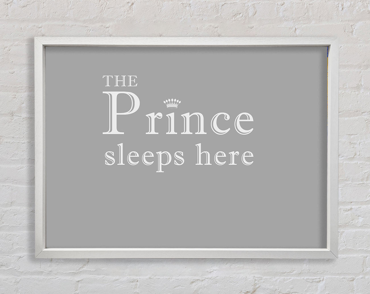 Boys room Quote The Prince Sleeps Here Grey White Framed Wall Art