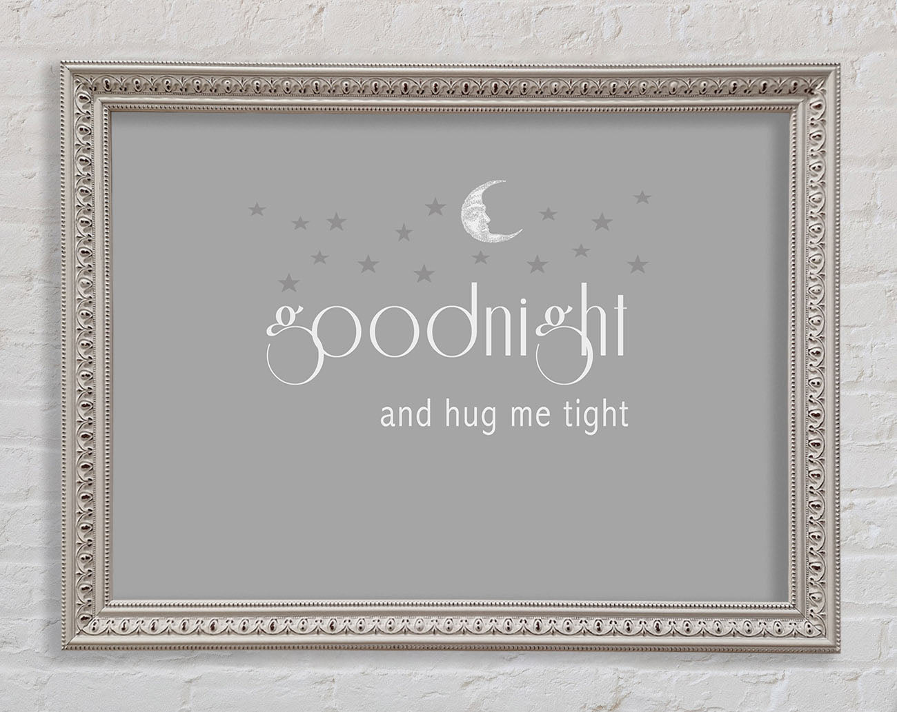 Boys room Quote Good Night And Hug Me Tight Grey White Framed Wall Art