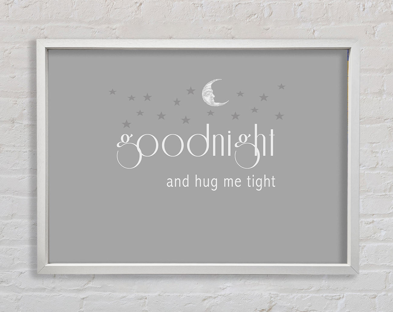 Boys room Quote Good Night And Hug Me Tight Grey White Framed Wall Art