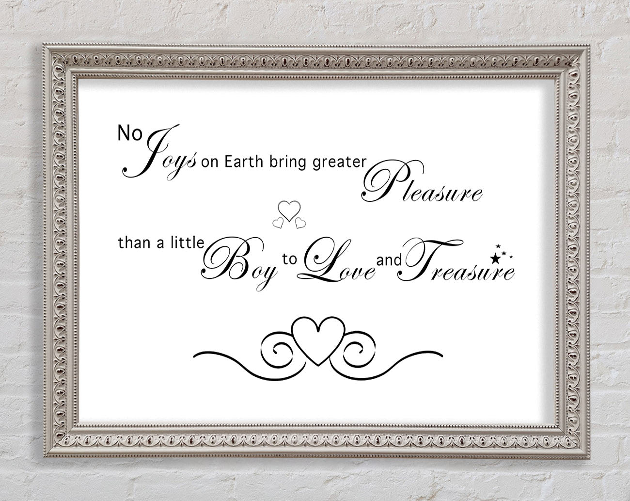 Boys Room Quote No Joys On Earth Bring Pleasure White Framed Wall Art