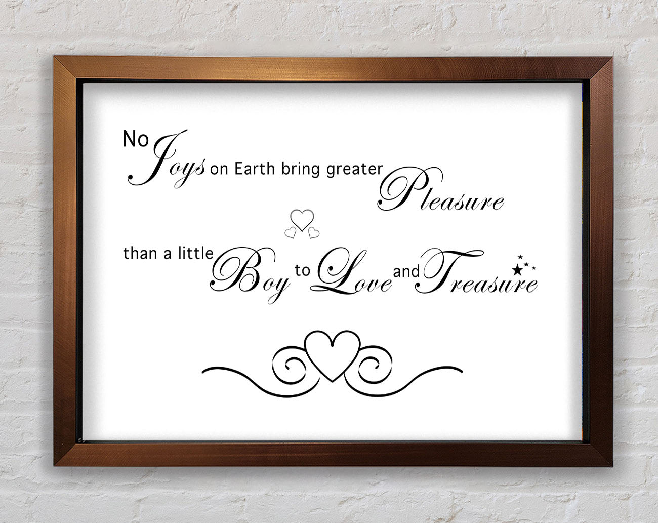 Boys Room Quote No Joys On Earth Bring Pleasure White Framed Wall Art