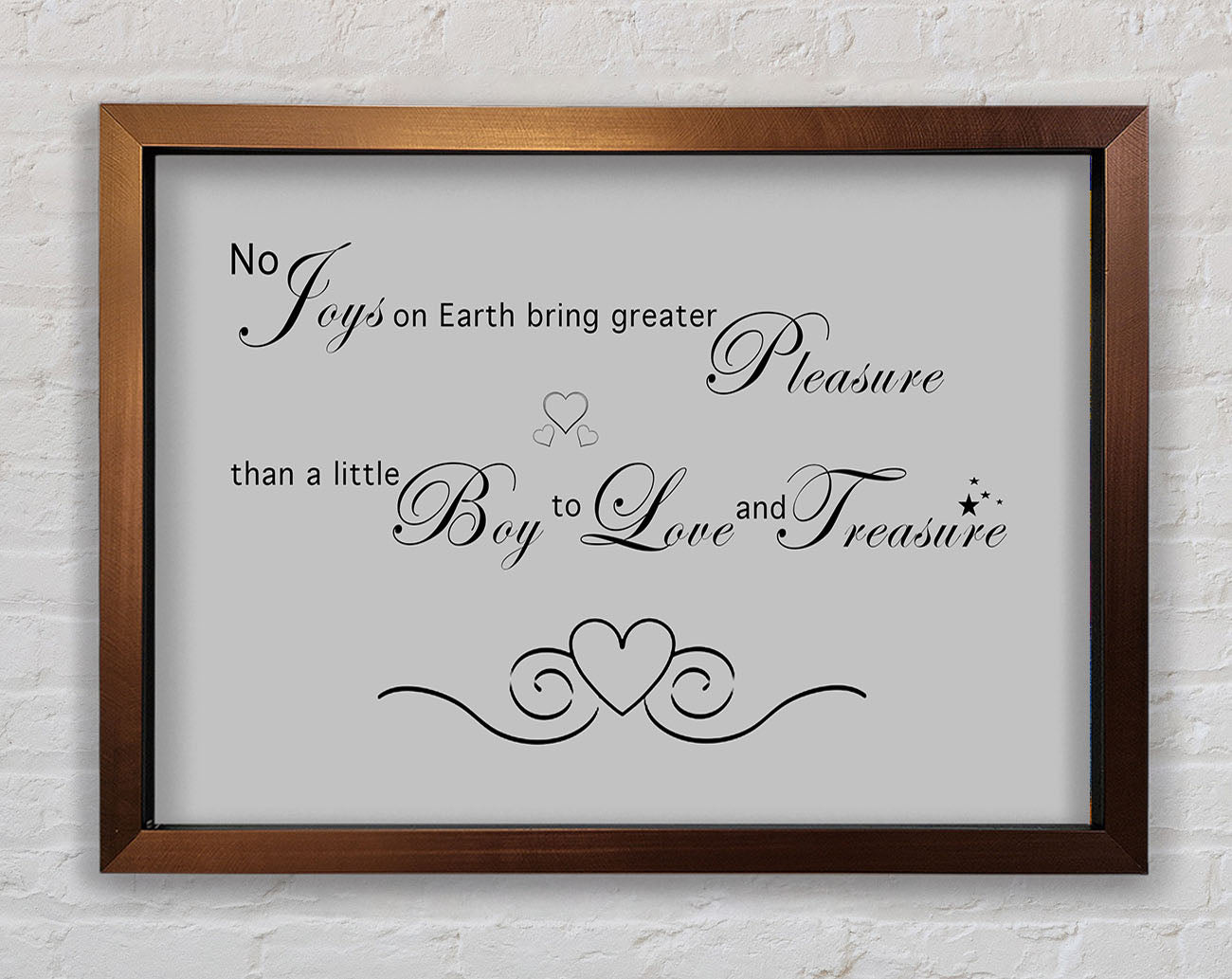 Boys Room Quote No Joys On Earth Bring Pleasure Grey Framed Wall Art