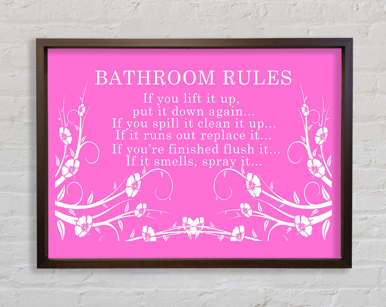Bathroom Quote Bathroom Rules 2 Vivid Pink Framed Wall Art