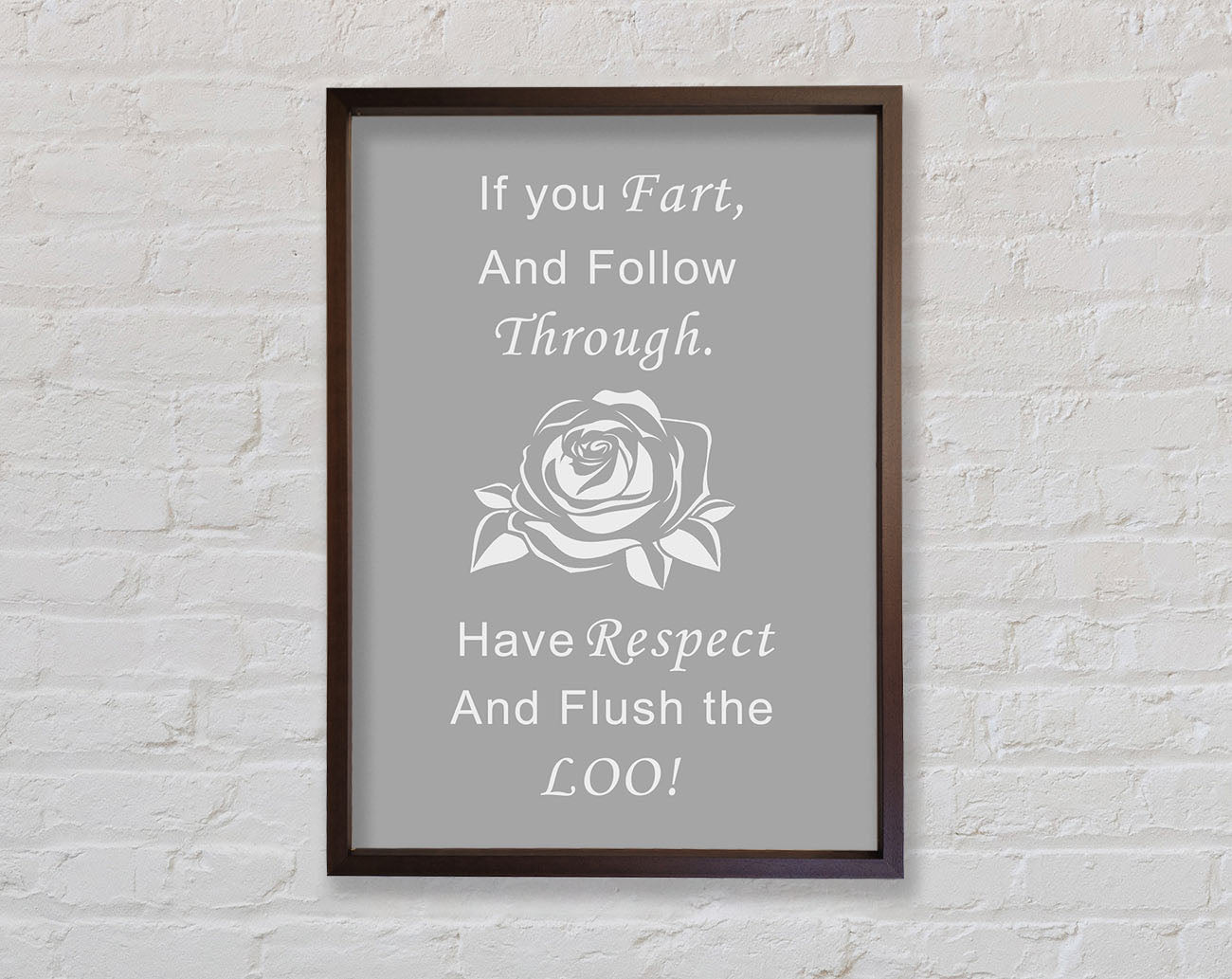 Bathroom Quote If You Fart Grey White Framed Wall Art
