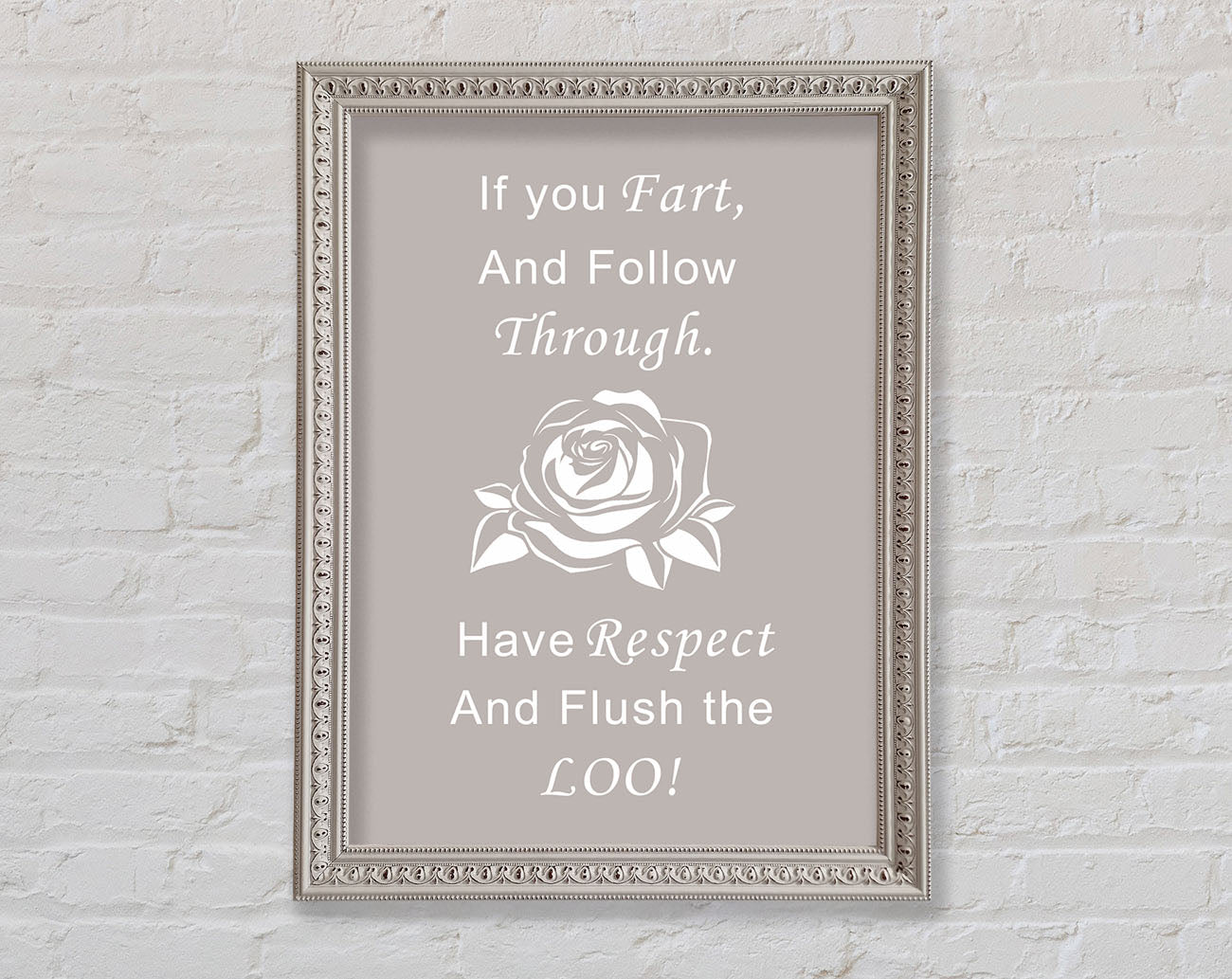 Bathroom Quote If You Fart Beige Framed Wall Art