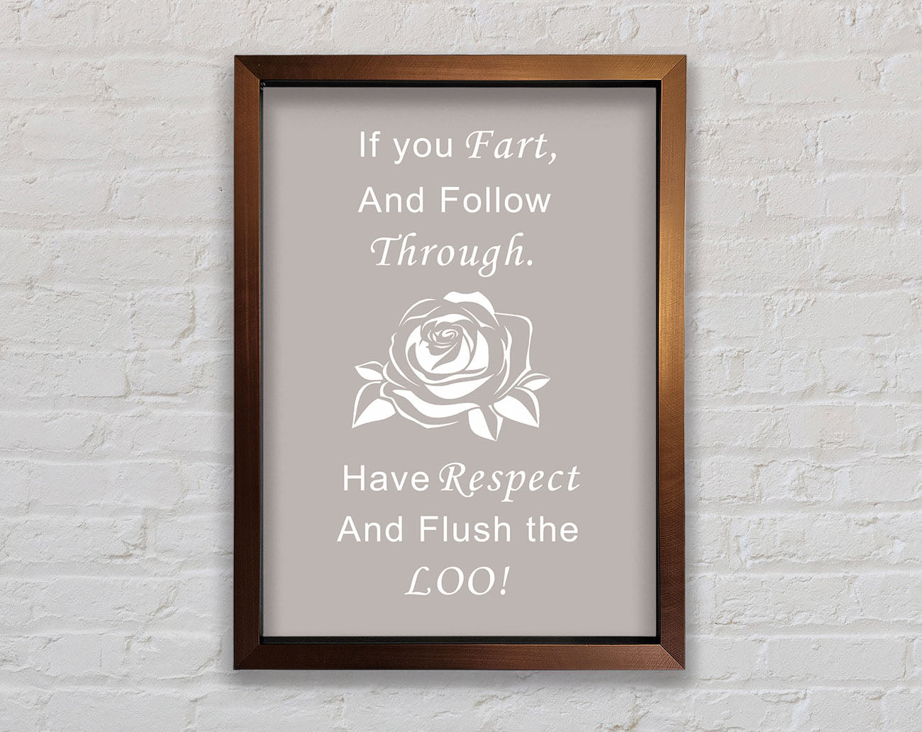 Bathroom Quote If You Fart Beige Framed Wall Art