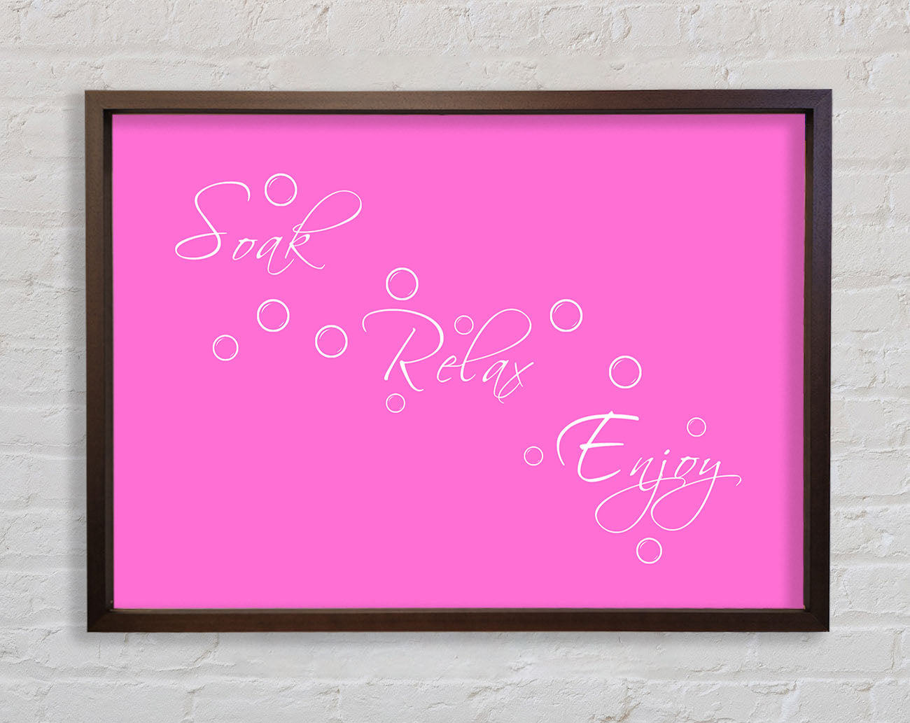 Bathroom Quote Soak Relax Enjoy Vivid Pink Framed Wall Art