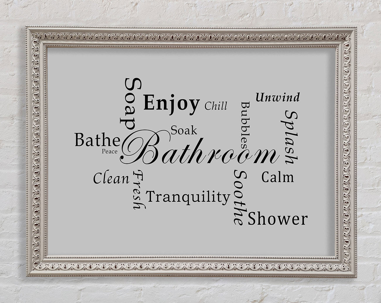 Bathroom Quote Bathroom Tranquility Grey Framed Wall Art