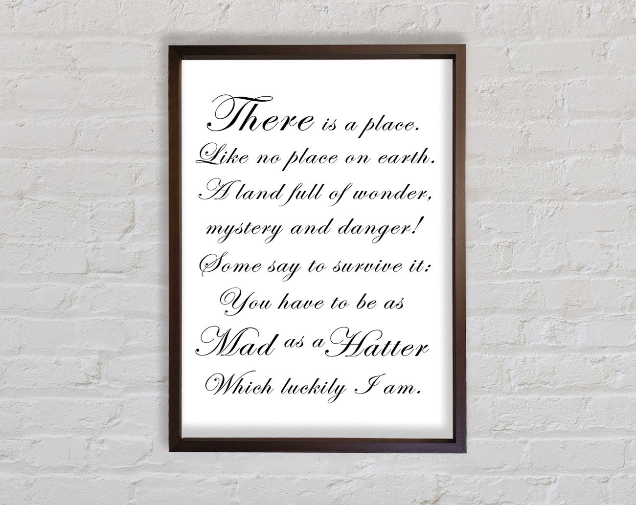 Alice In Wonderland As Mad As A Hatter White Framed Wall Art