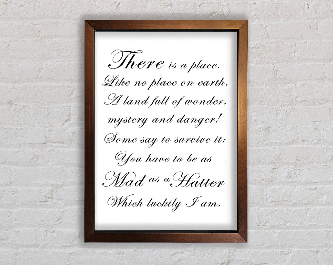 Alice In Wonderland As Mad As A Hatter White Framed Wall Art