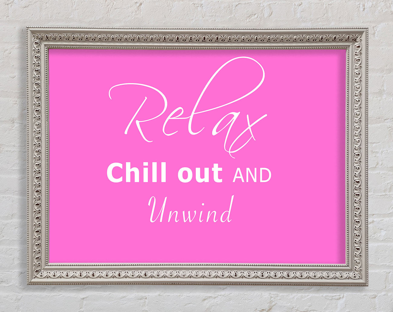 Bathroom Quote Relax Chill Out Vivid Pink Framed Wall Art