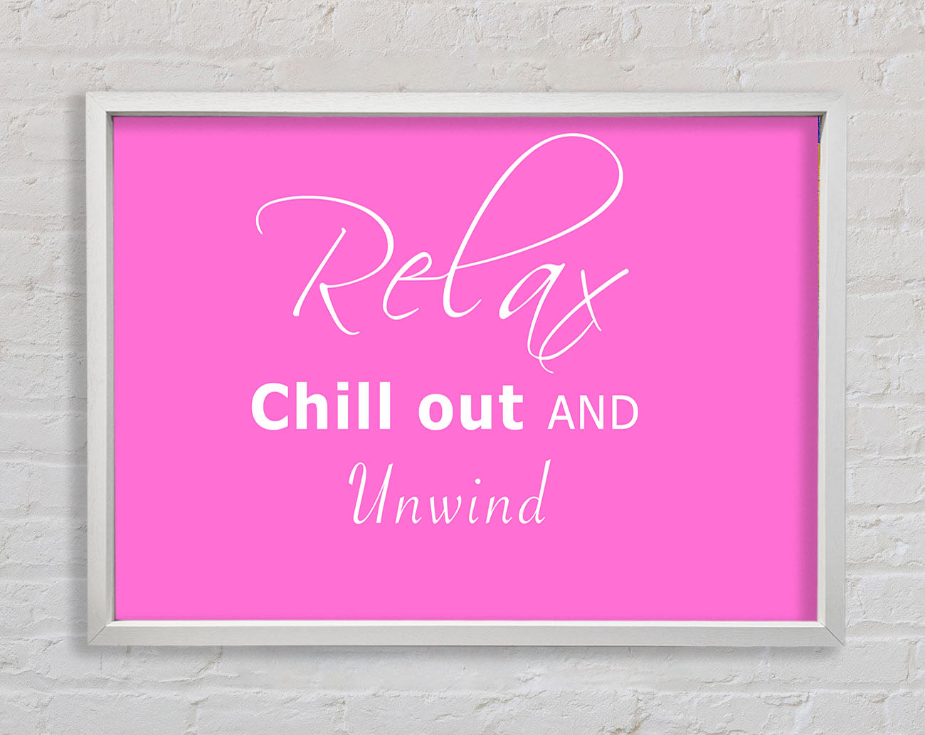 Bathroom Quote Relax Chill Out Vivid Pink Framed Wall Art