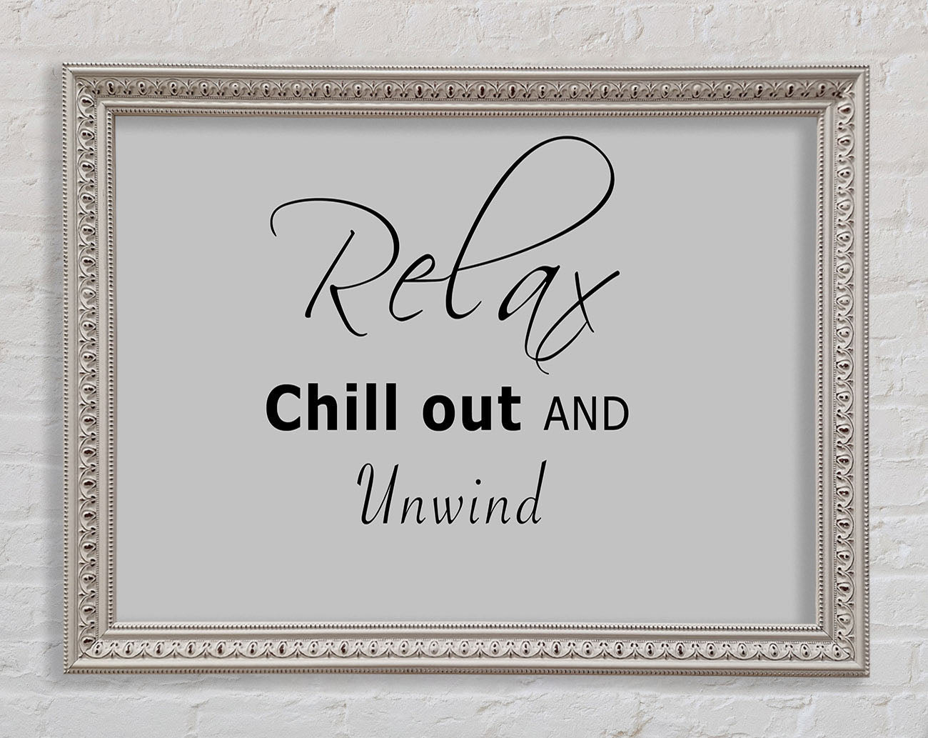 Bathroom Quote Relax Chill Out Grey Framed Wall Art