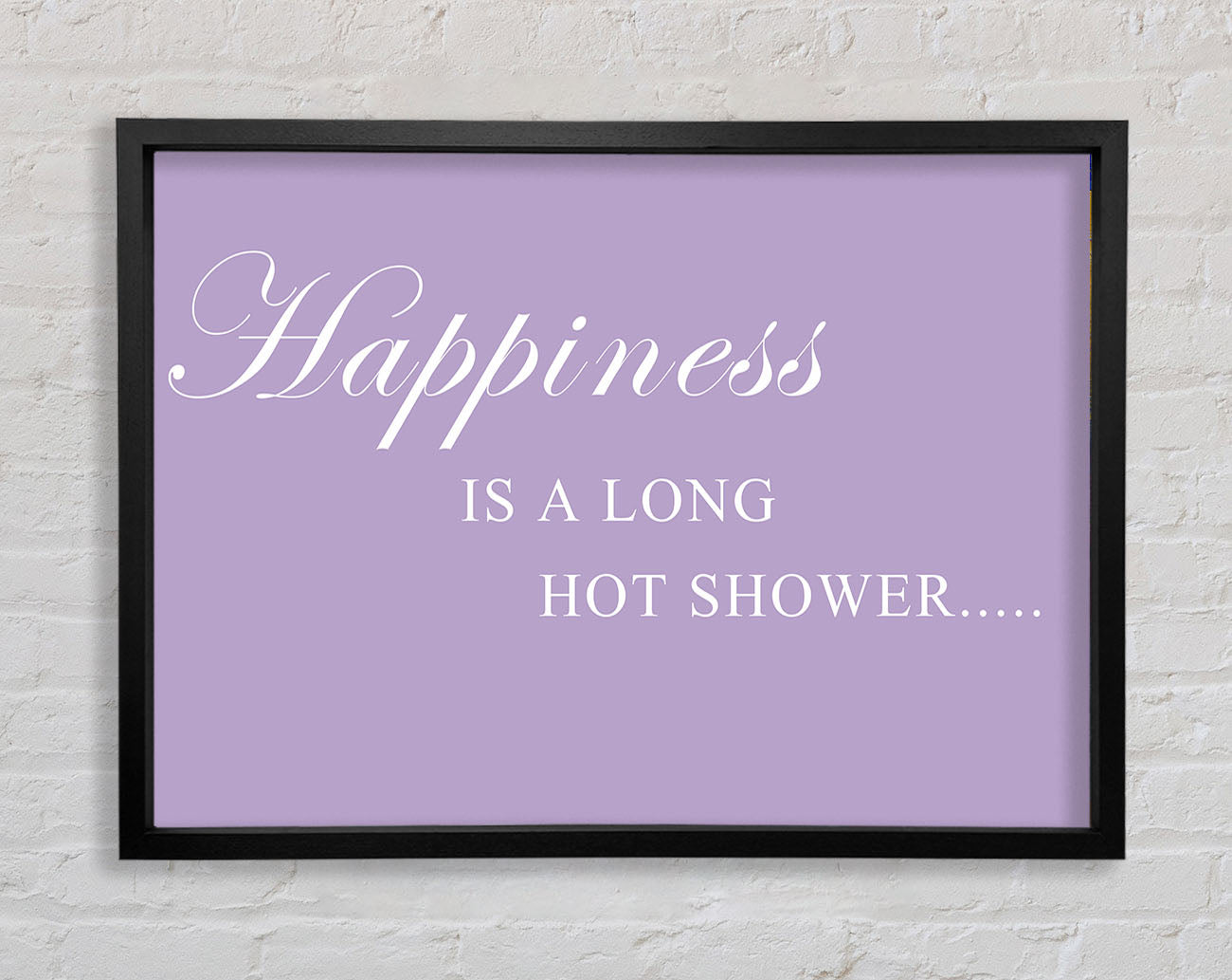 Bathroom Quote Happiness Is A Long Hot Shower Lilac Framed Wall Art
