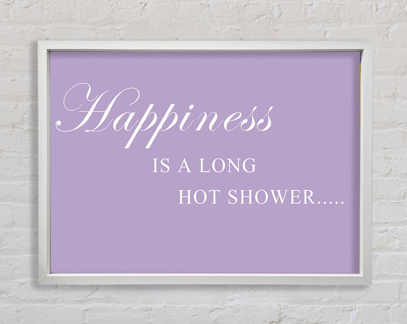 Bathroom Quote Happiness Is A Long Hot Shower Lilac Framed Wall Art