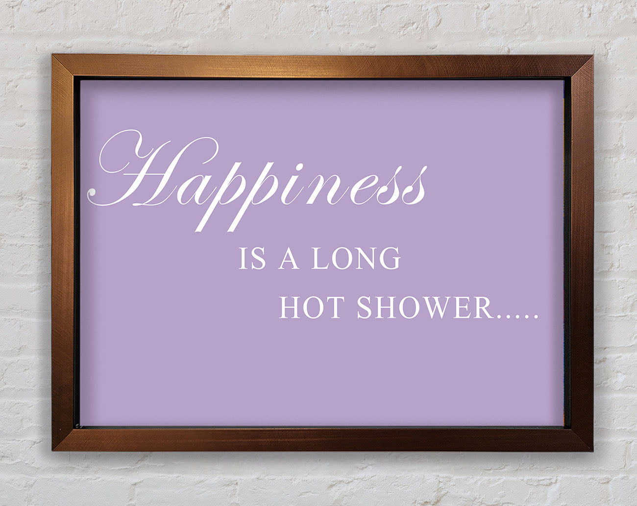 Bathroom Quote Happiness Is A Long Hot Shower Lilac Framed Wall Art