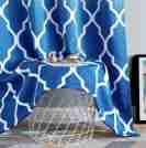 Beauoop Blackout Curtains for Living Room Blue Ombre Curtains 90 Inch Drop Geometric Print Eyelet Curtain for Bedroom Room Darkening Thermal Insulated