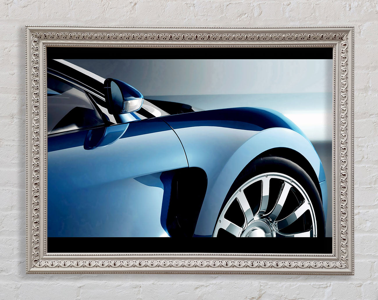 Bugatti Veyron Side Profile Blue Framed Wall Art