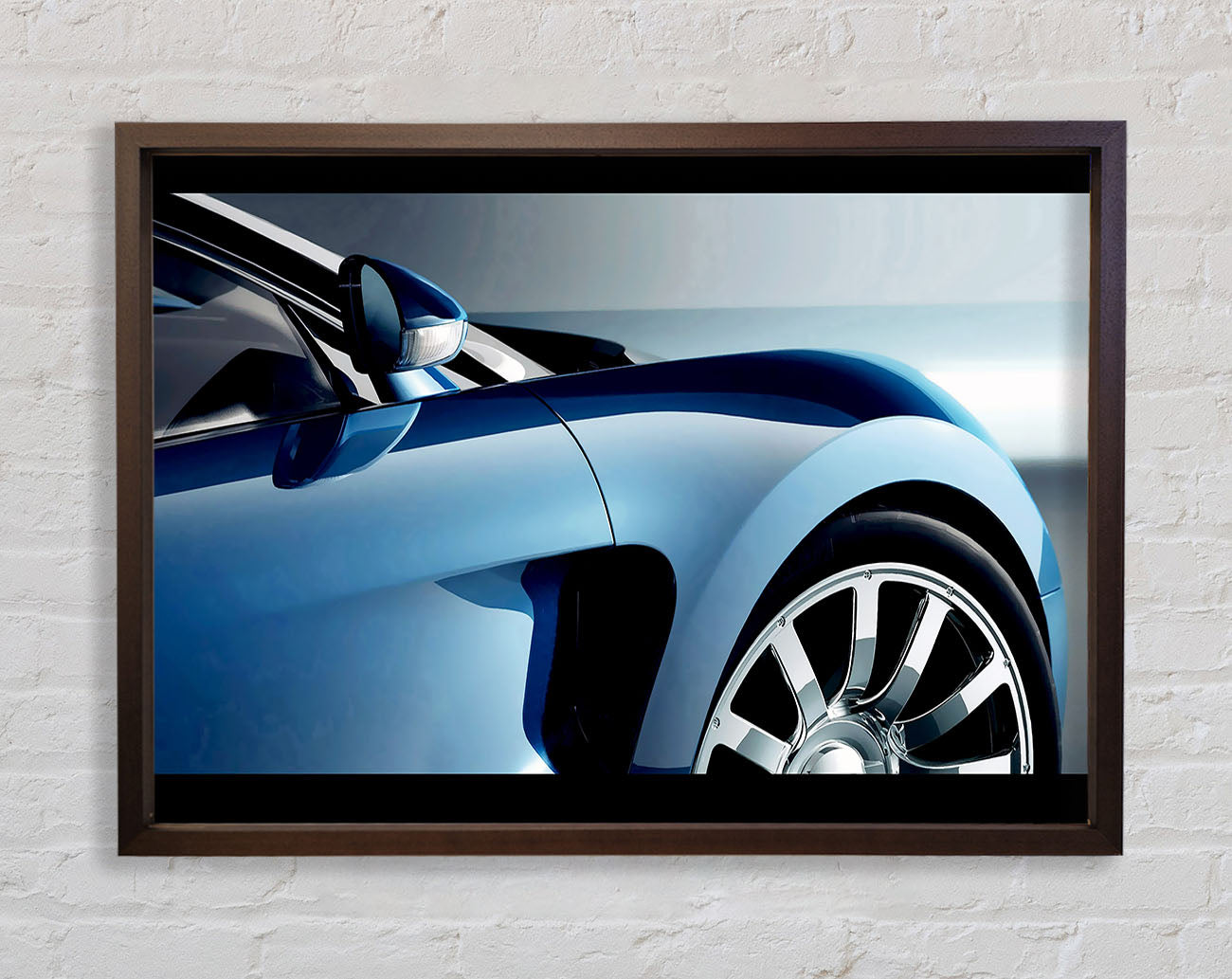 Bugatti Veyron Side Profile Blue Framed Wall Art