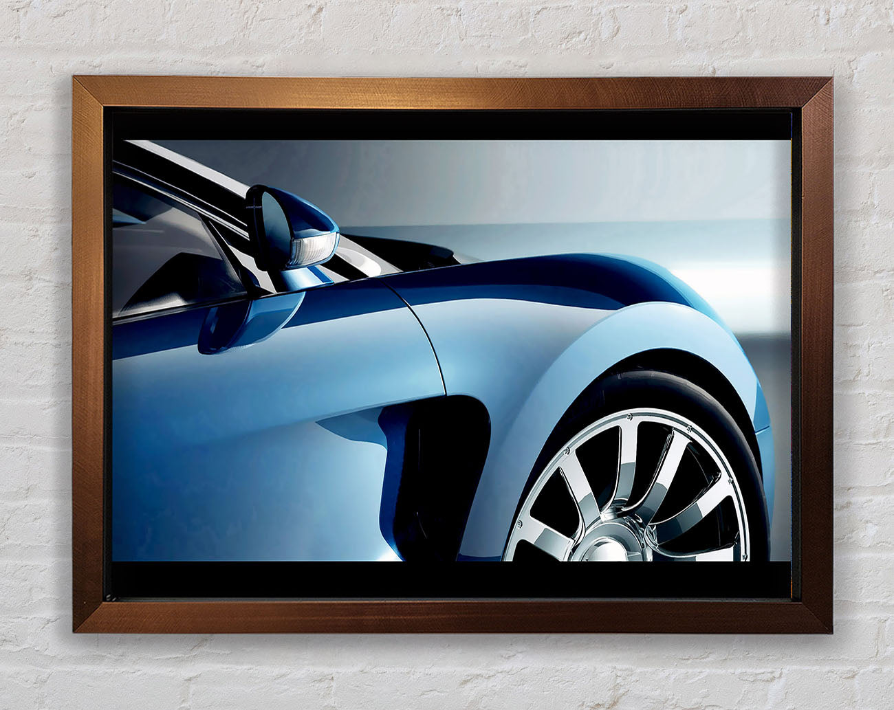 Bugatti Veyron Side Profile Blue Framed Wall Art