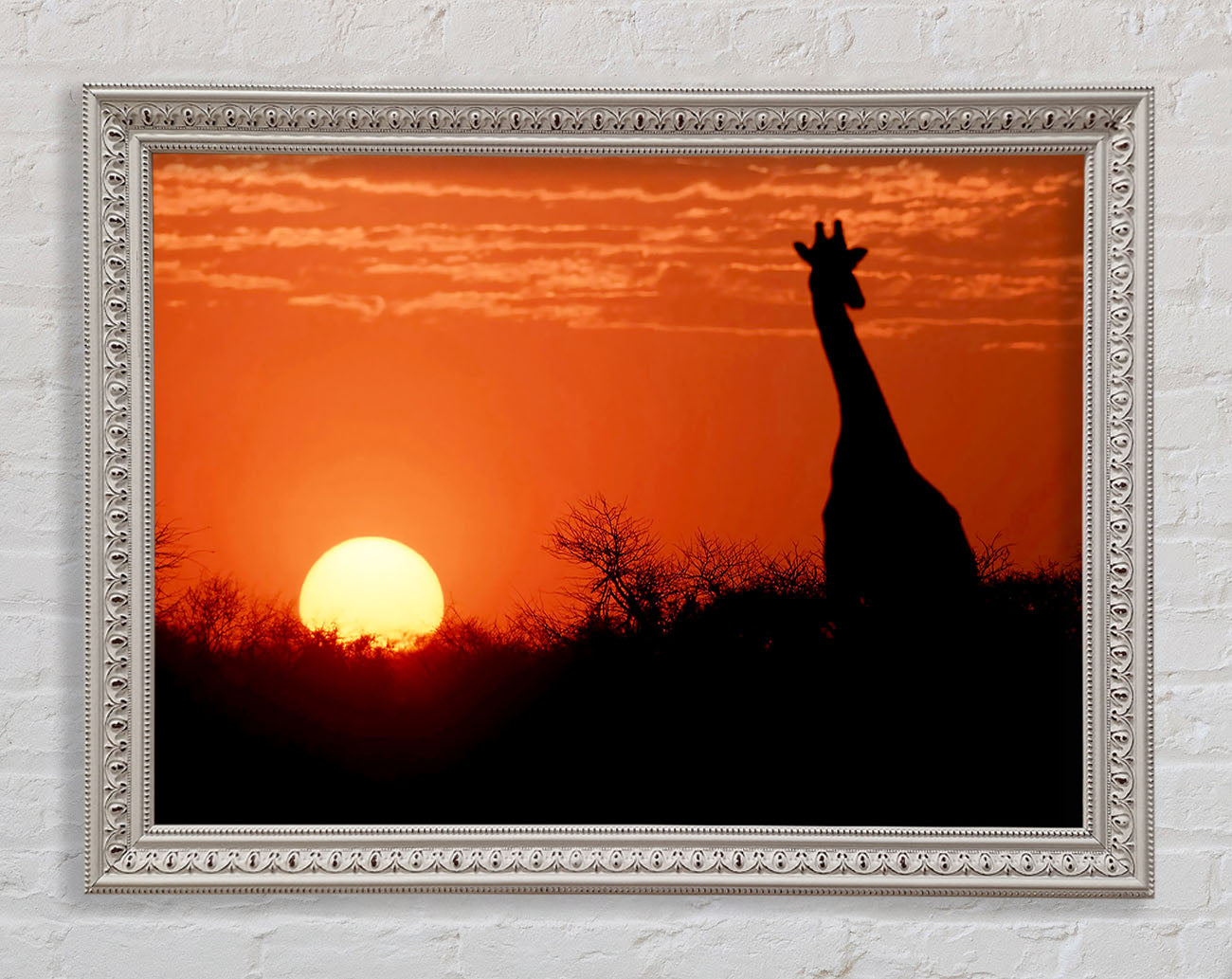 African Sunset Giraffe Framed Wall Art
