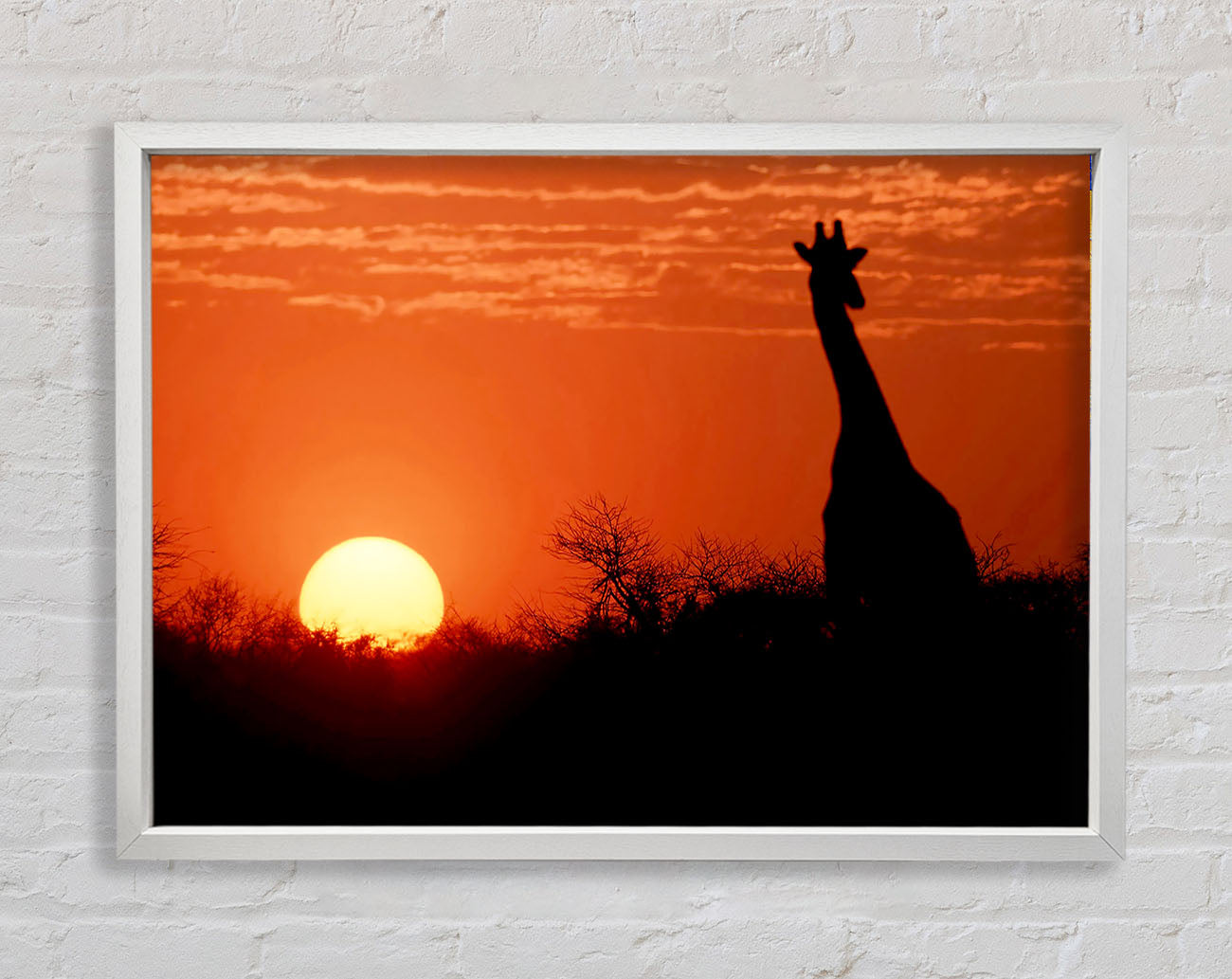African Sunset Giraffe Framed Wall Art