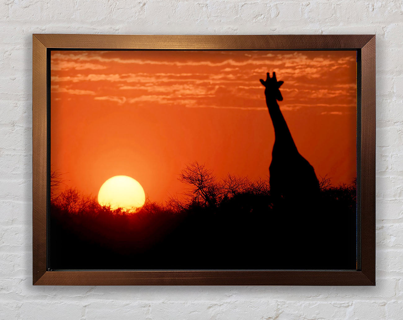 African Sunset Giraffe Framed Wall Art