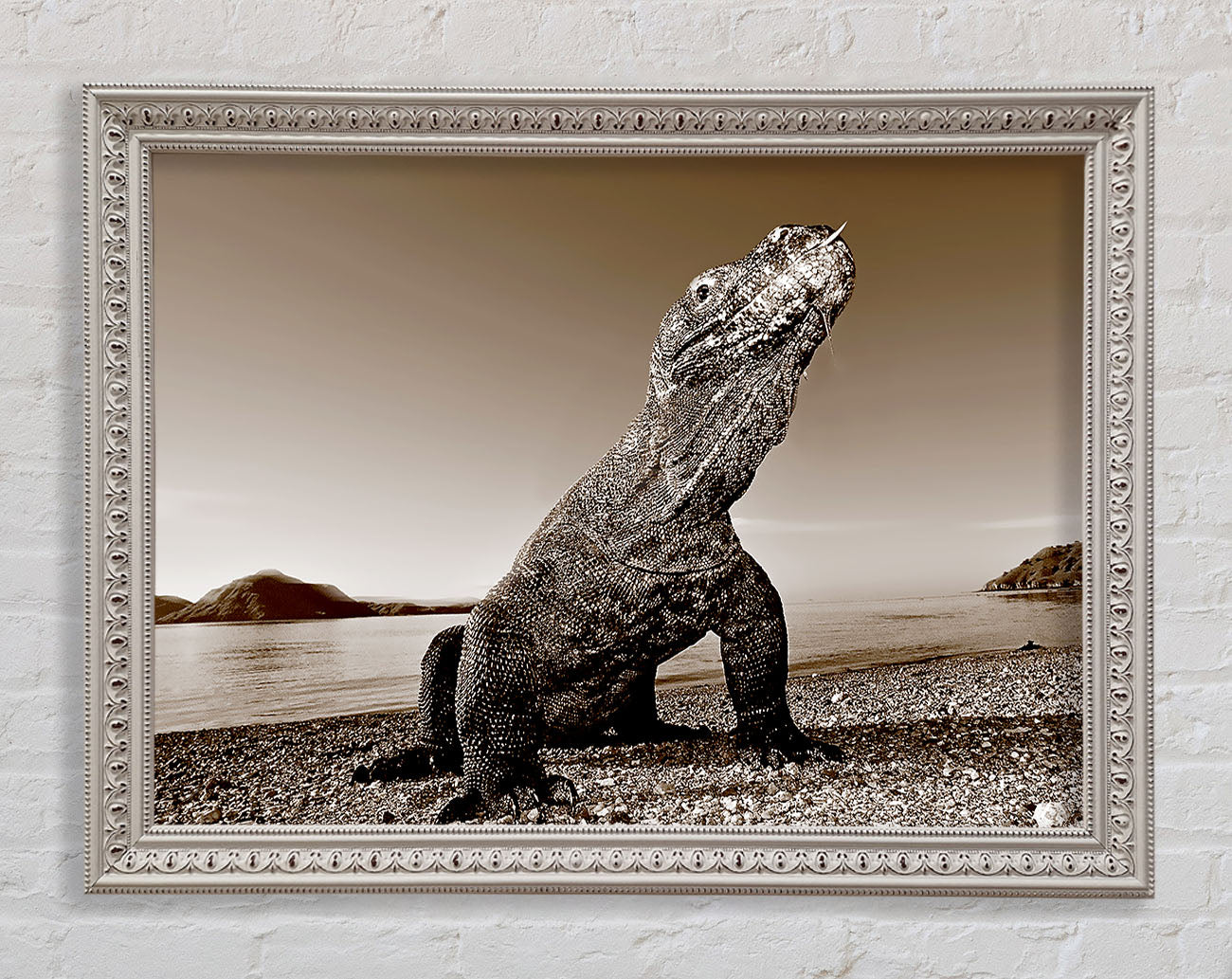 Beach Komodo Dragon Framed Wall Art