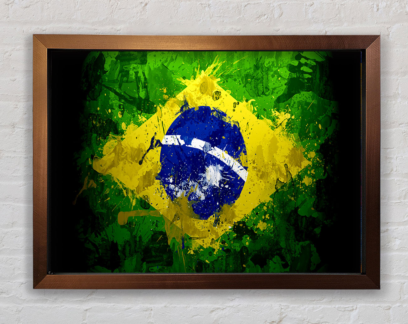 Brazilian Flag Grunge Framed Wall Art