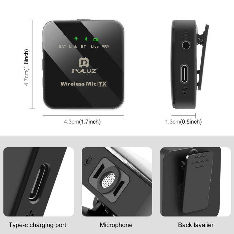 PULUZ Wireless Lavalier Microphone for iPhone / iPad, 8-Pin Receiver and Dual Mi