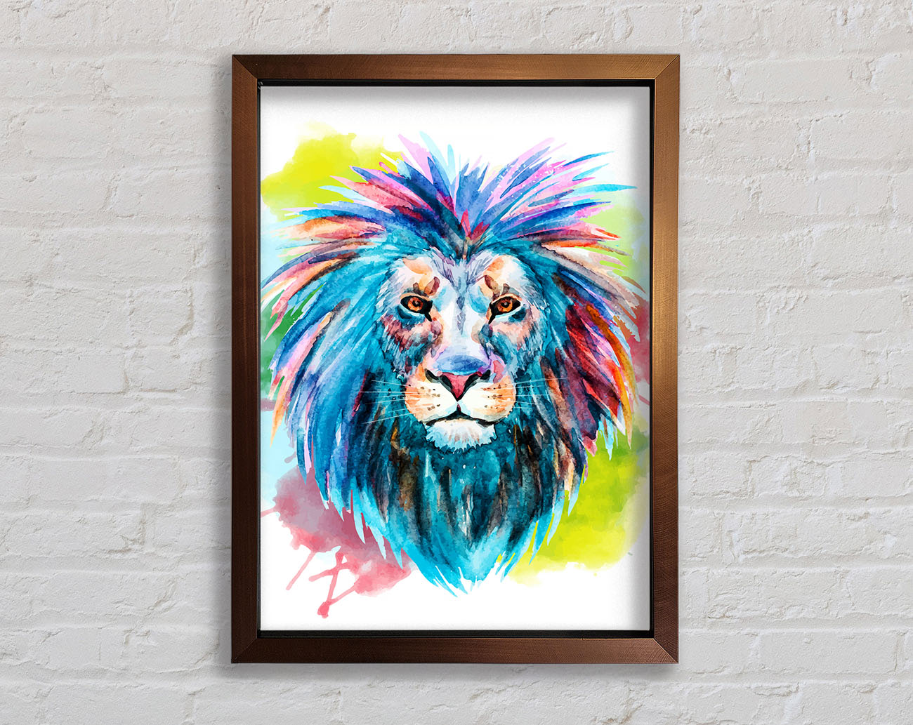 Blue Mained Lion Framed Wall Art