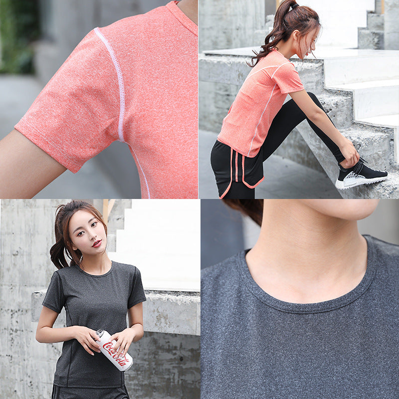 Summer Yoga Sweat Absorption Quick Drying Short Sleeve T-shirt