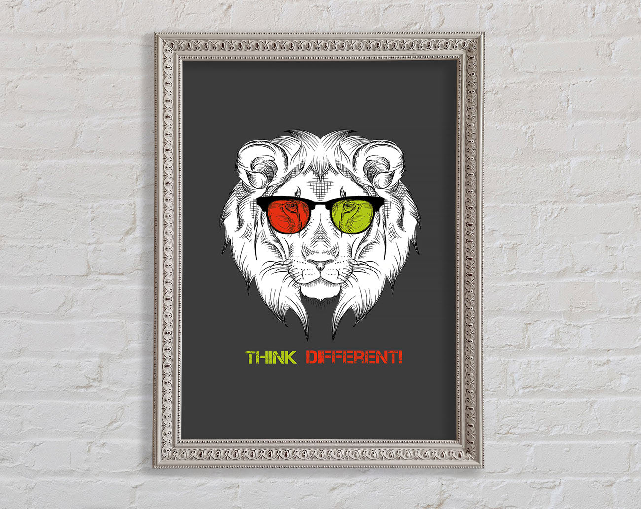 Cool Lion Glasses Framed Wall Art