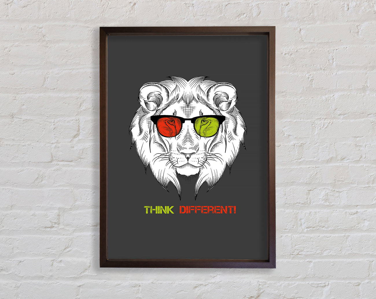 Cool Lion Glasses Framed Wall Art