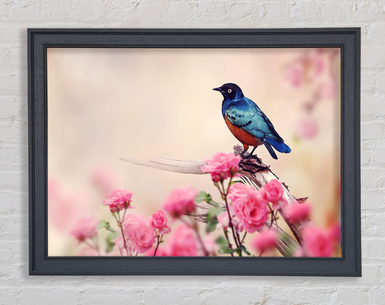 Blue Bird In The Cherry Blossom Framed Wall Art