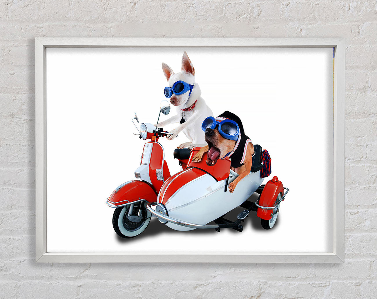Chihuahua Sidecar Mayhem Dogs Framed Wall Art