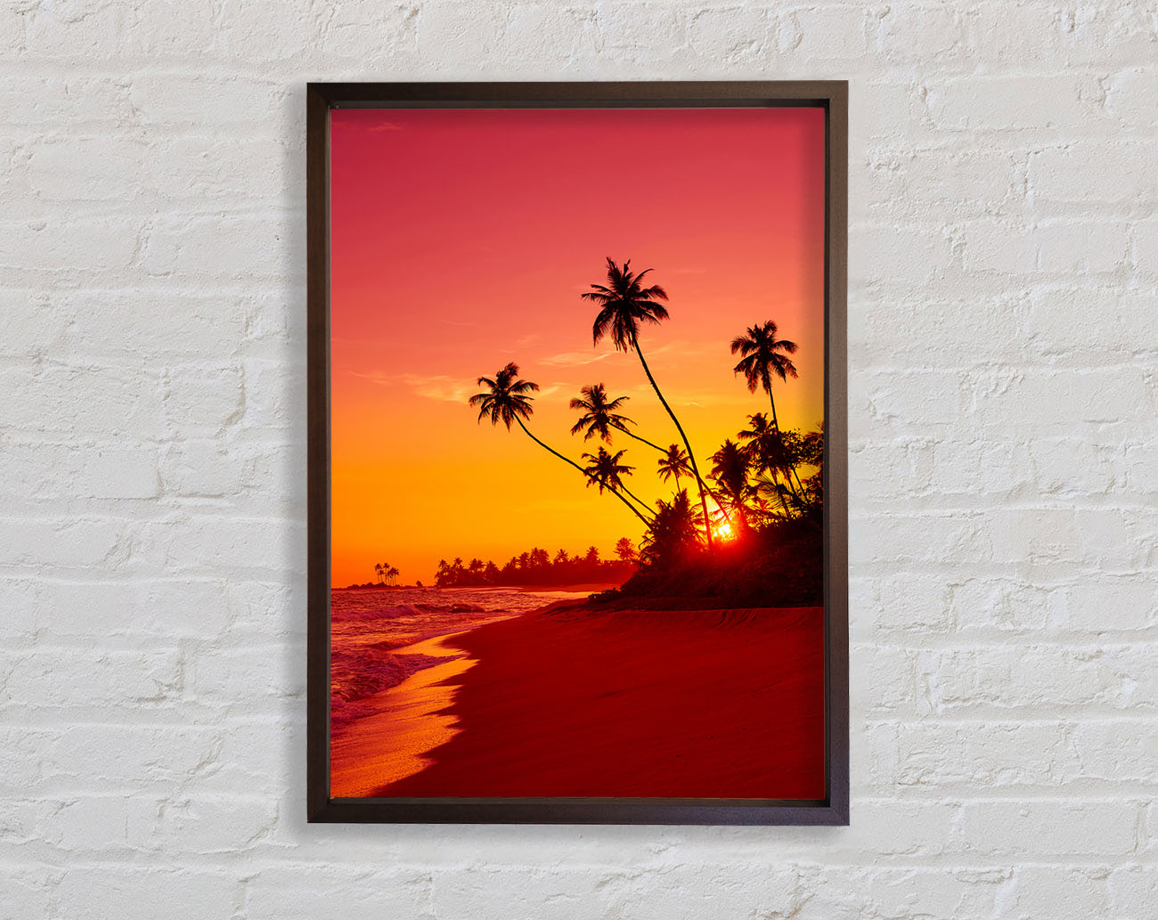 As The Sun Sets Under The Palm Trees Framed Wall Art