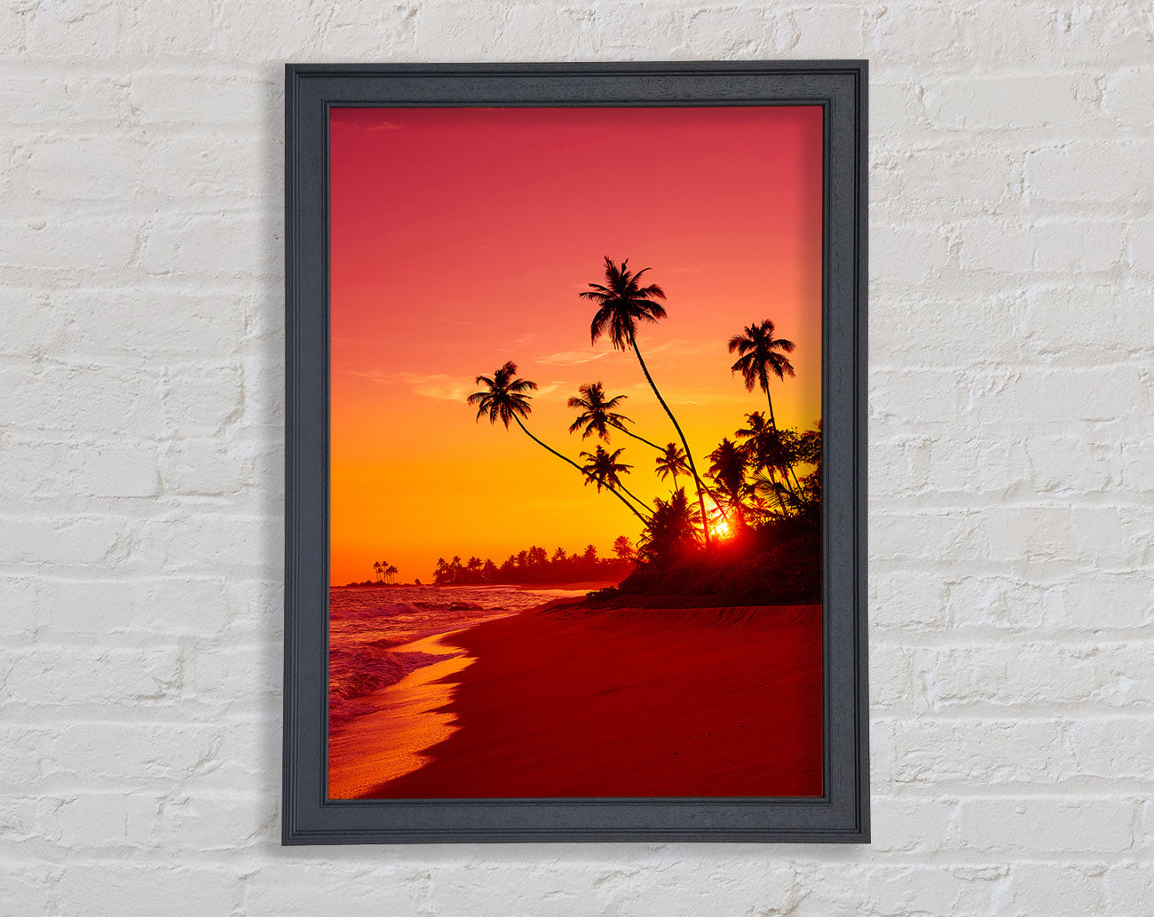 As The Sun Sets Under The Palm Trees Framed Wall Art