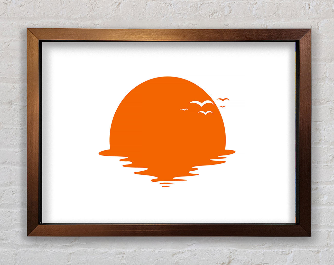 Birds In The Orange Sun Framed Wall Art