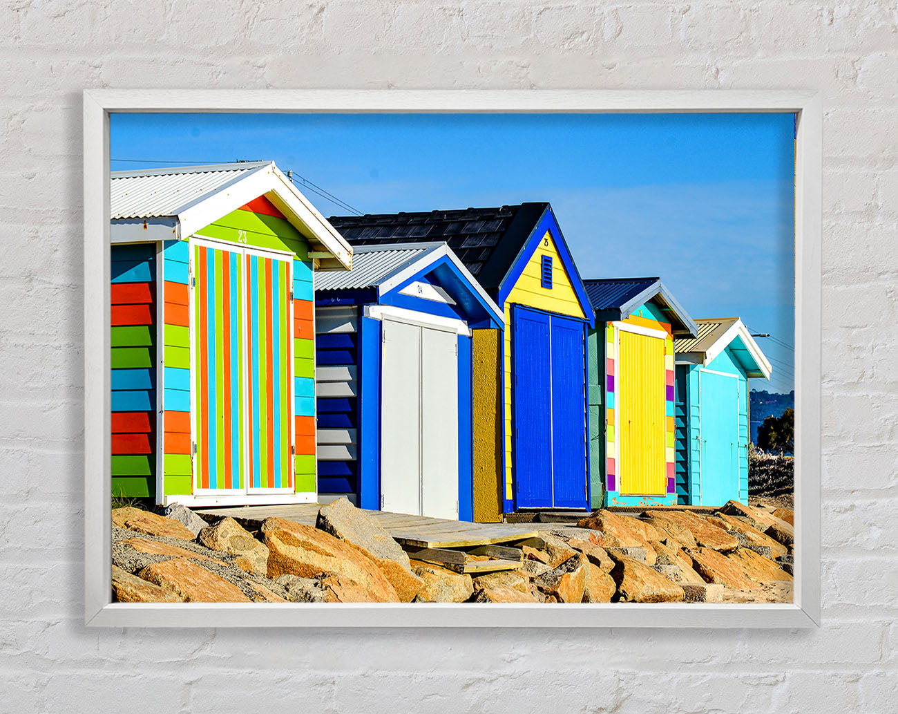 Beach Hut Rocks Framed Wall Art