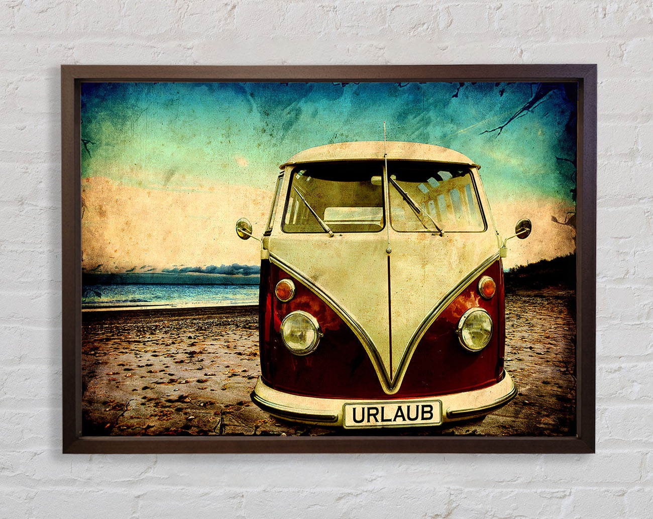 Beach VW Camper Van Framed Wall Art