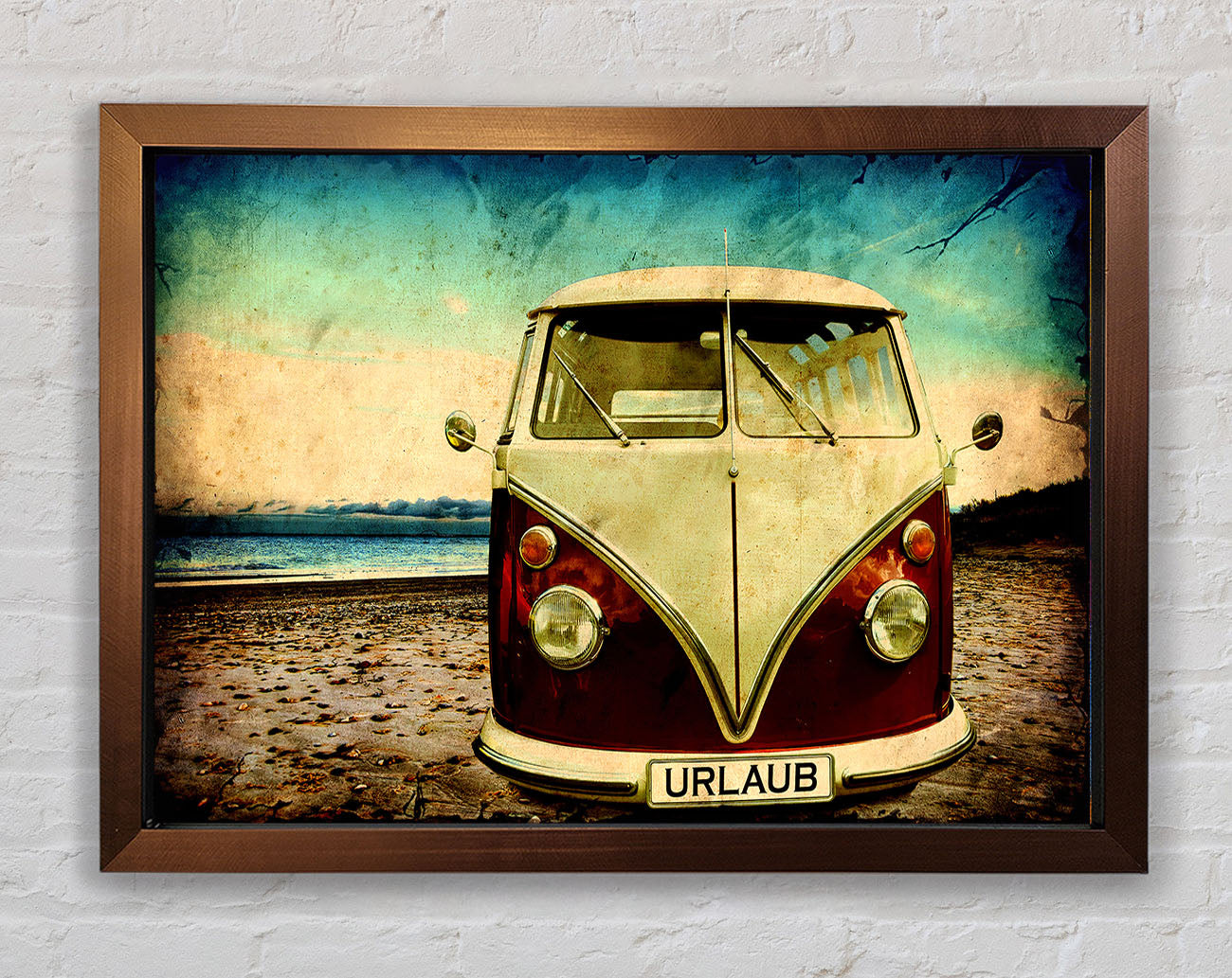 Beach VW Camper Van Framed Wall Art