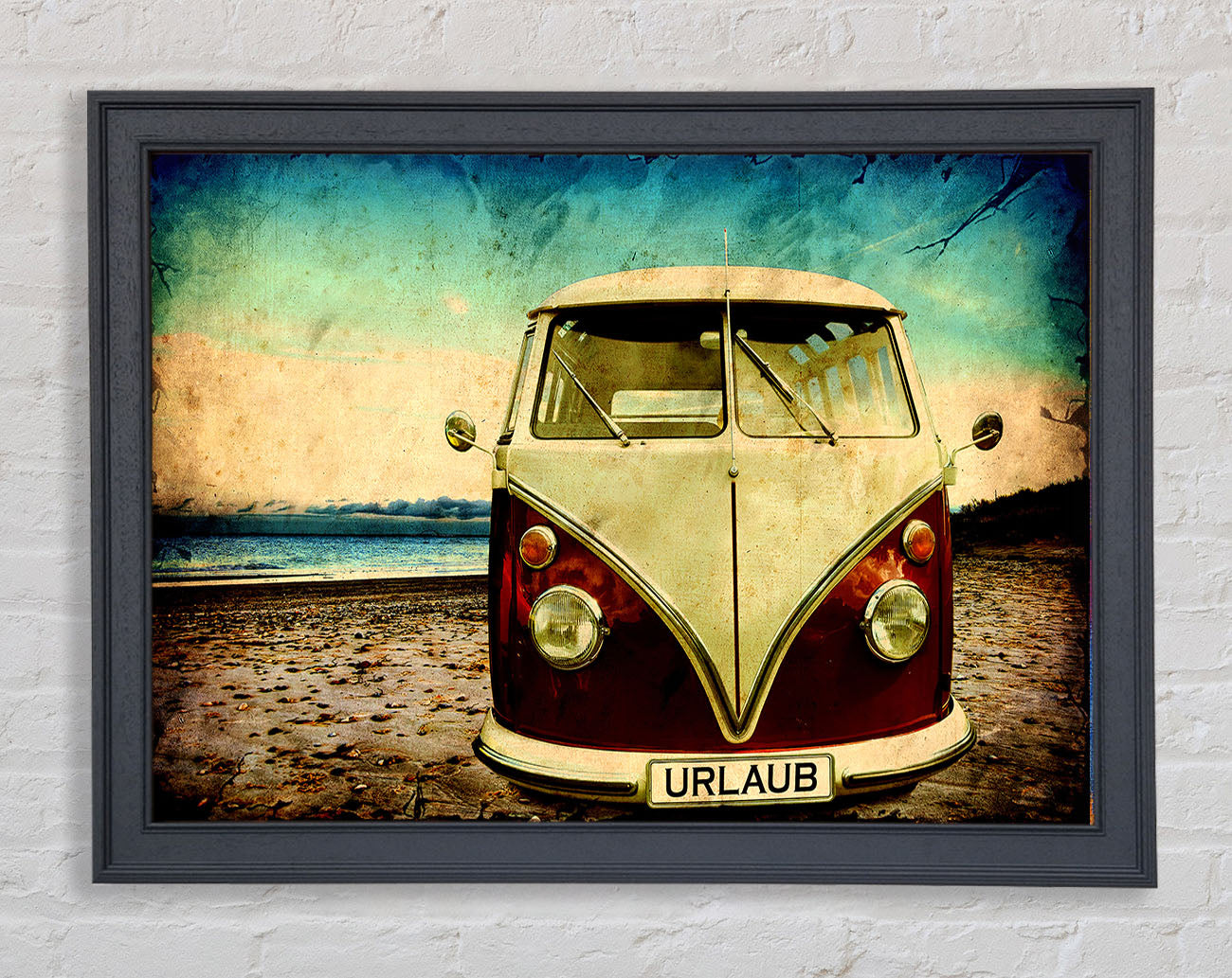 Beach VW Camper Van Framed Wall Art