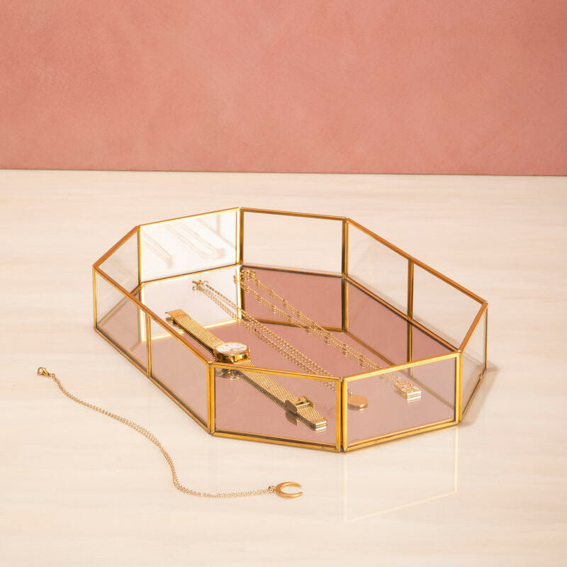Beauty Vintage Glass Octagonal Jewellery Tray