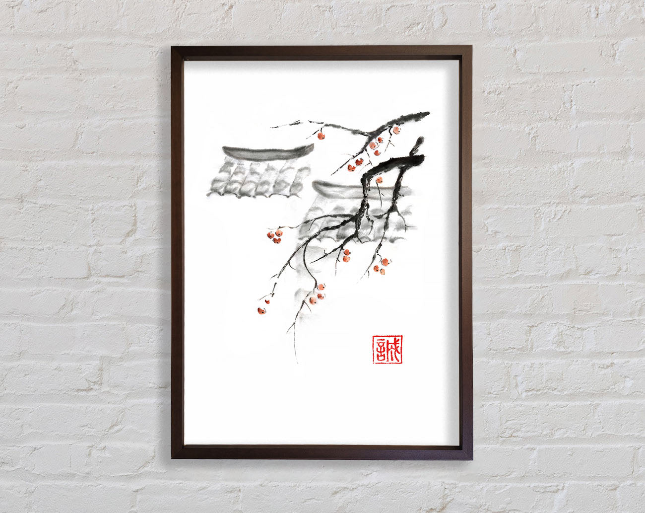 Chinese Cherry Blossom Roof Tops Framed Wall Art