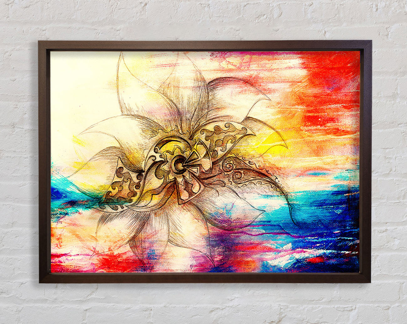Colourful Lotus Flower Framed Wall Art