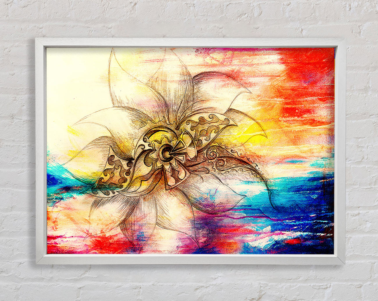 Colourful Lotus Flower Framed Wall Art